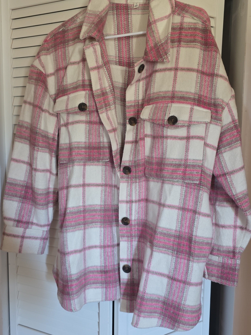 Women's BP Pink Plaid Shacket Jacket